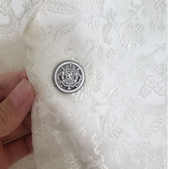 TALLIA Orange Men's Slim-Fit White Dragon Jacquard Dinner Jacket 42 R - Picture 12 of 16